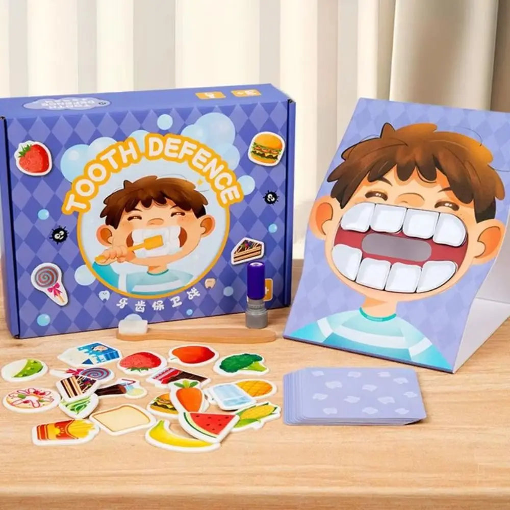 Simulation Brushing Teeth Game with Toothbrush Counting Montessori Parish Toy Fine Motor Teeth Model