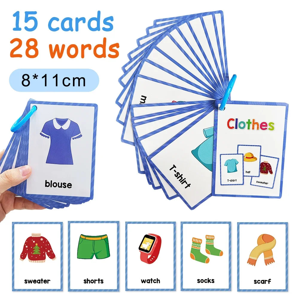 15 Cards My Emotion Feeling English Learning Words Flash Cards kids Educational learn Toys for Children Enlightenment Card