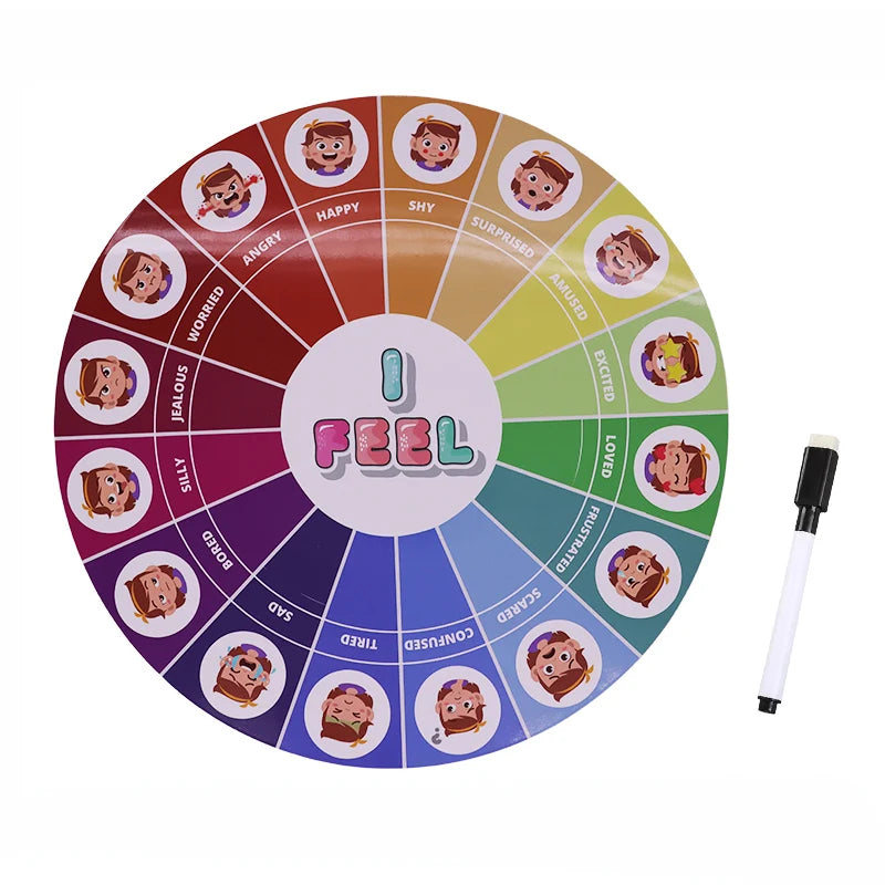 28cm Boys Girls Emotion Management Learning Magnetic Roulette Spin Kid Wheel Game English Board Sucker Pointer Teaching Aids Toy