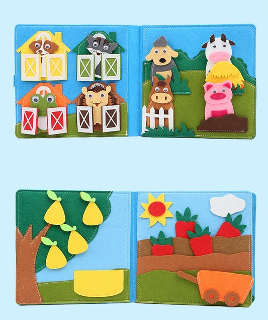 Educational Sensory Toy Montessori Toddlers Busy Board Felt Quiet Book With Farm Animal Scene Storytelling Activity Boys Girls