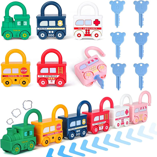 Learning Locks with Keys Numbers Matching Counting Montessori Educational Toys Toddlers Sensory Unlock Car Toys Gifts