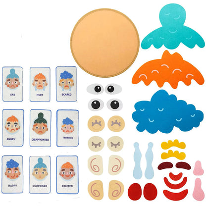 Kids Social Emotional Learning Busy Board with 9 Emotion Cards for Faces Games Preschool Learning Sensory Autism Therapy Toys
