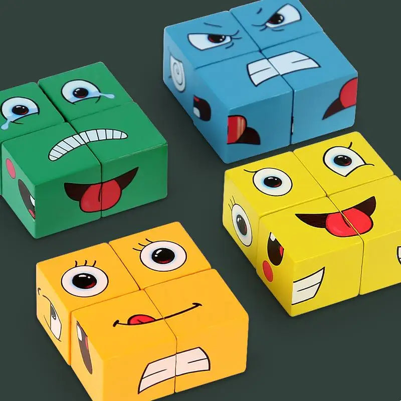 Cube Games Face Emotion Change Blocks Expressions Puzzles Educational Toys Children Kids Early Learning Montessori Geometry
