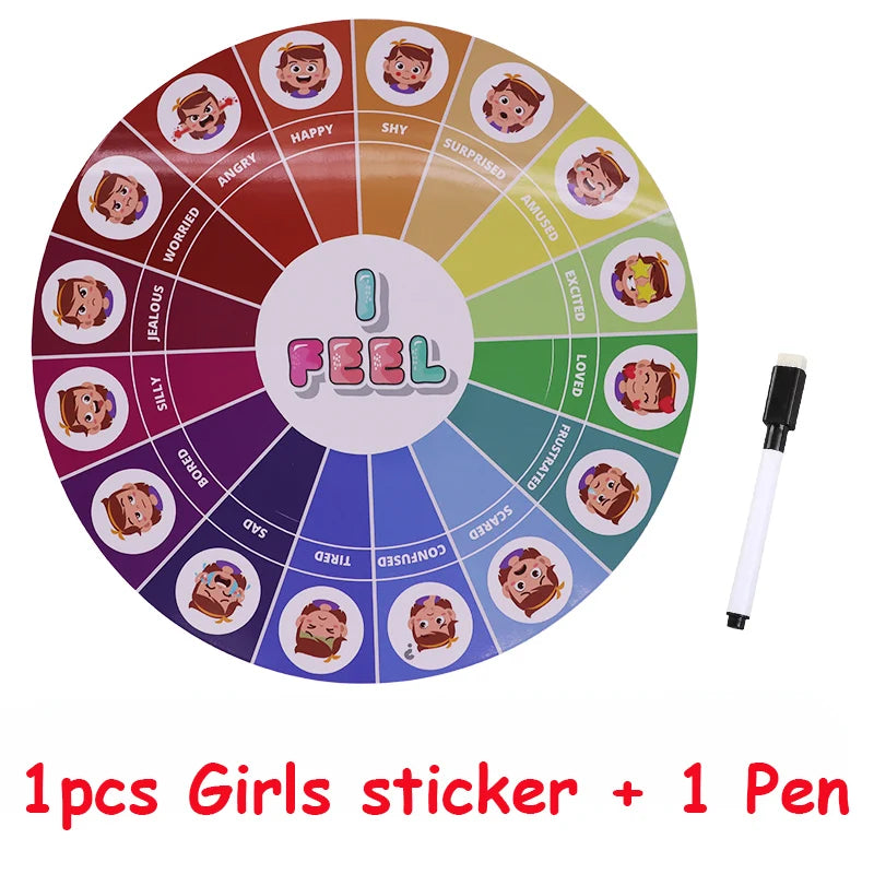 28cm Boys Girls Emotion Management Learning Magnetic Roulette Spin Kid Wheel Game English Board Sucker Pointer Teaching Aids Toy