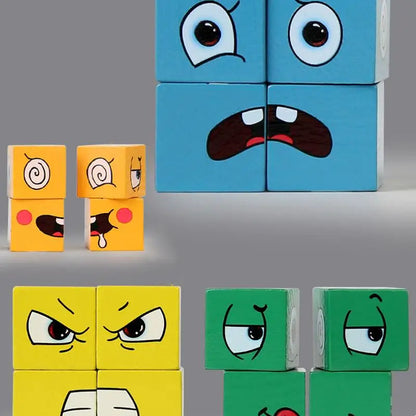 Cube Games Face Emotion Change Blocks Expressions Puzzles Educational Toys Children Kids Early Learning Montessori Geometry