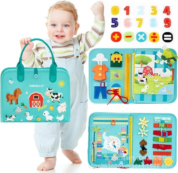 🎒 Felt Busy Book – Sensory Learning Binder with Dry Erase & Fine Motor Activities