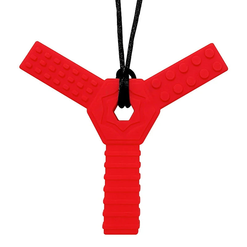 🦷 Y-Shaped Chew Pendant – Textured Sensory Necklace