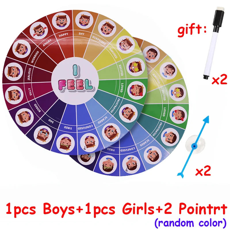 28cm Boys Girls Emotion Management Learning Magnetic Roulette Spin Kid Wheel Game English Board Sucker Pointer Teaching Aids Toy