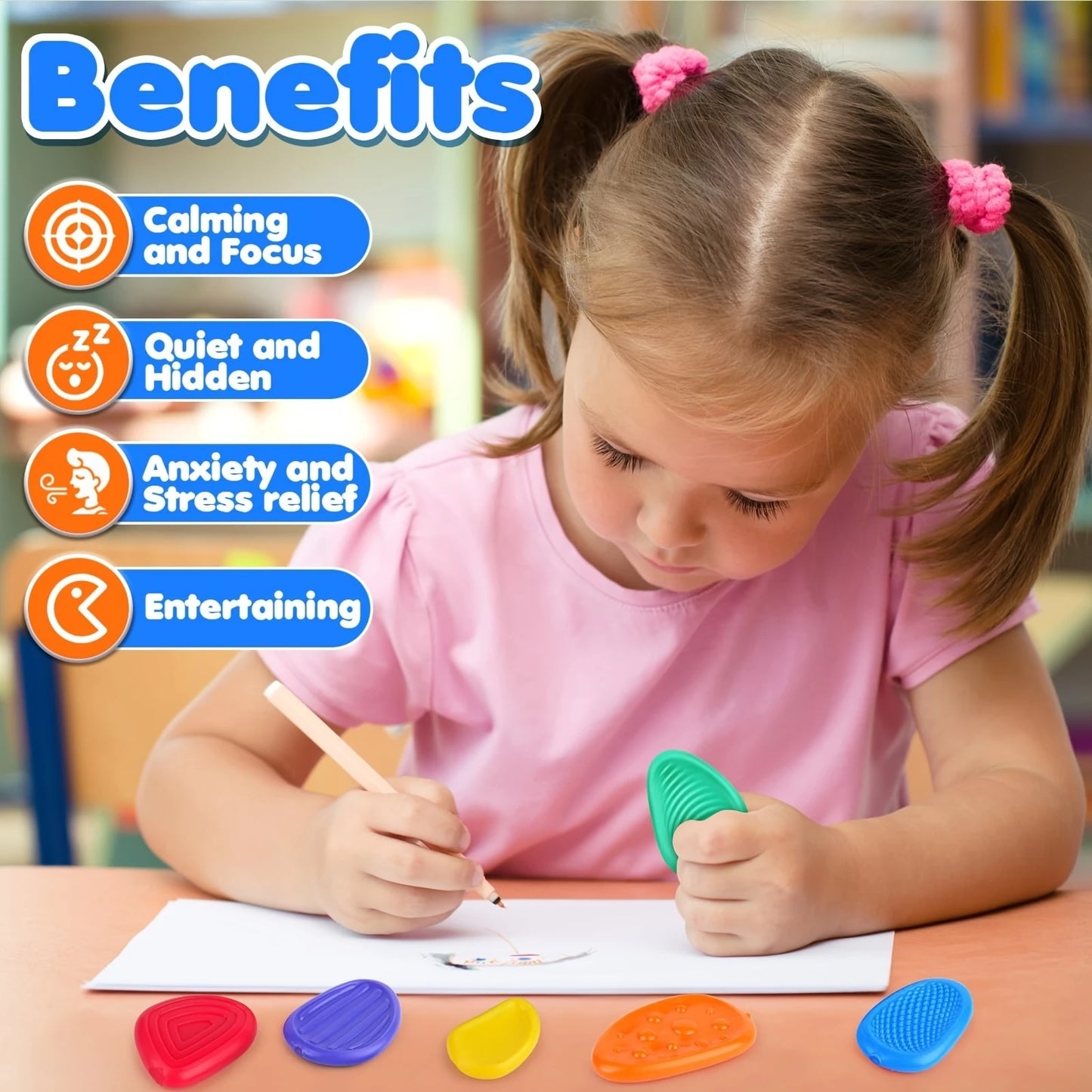 Sensory Stone Stress Relief Toys Adults Sensory Silicone Stone 6 Pack Textured for Autism Kids Calming Down Fidget Stress Relief