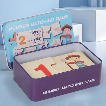 Montessori Number Matching Toys Cartoon Animal Points Brain Traing Toys Intellectual Multifunction Number Matching Card Game