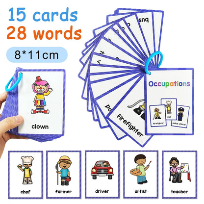 15 Cards My Emotion Feeling English Learning Words Flash Cards kids Educational learn Toys for Children Enlightenment Card