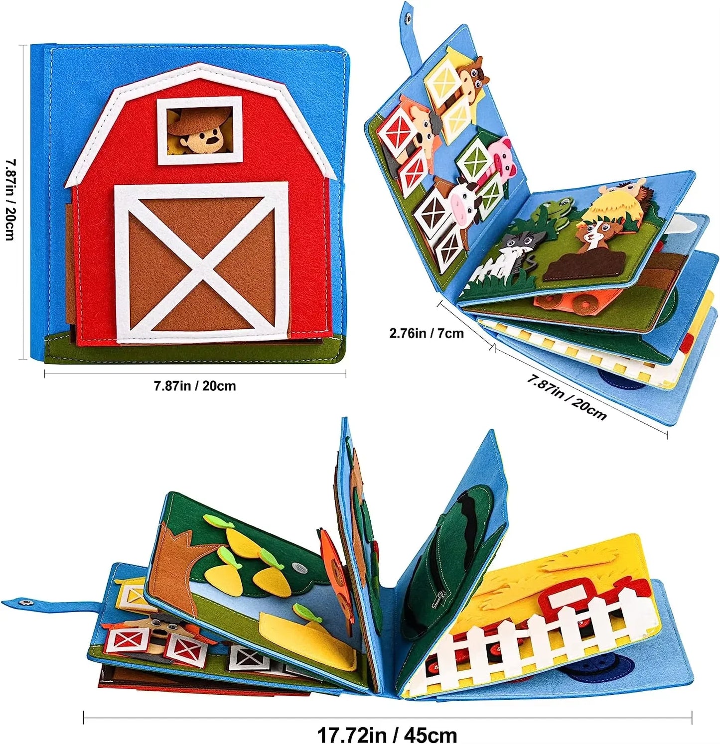 Educational Sensory Toy Montessori Toddlers Busy Board Felt Quiet Book With Farm Animal Scene Storytelling Activity Boys Girls