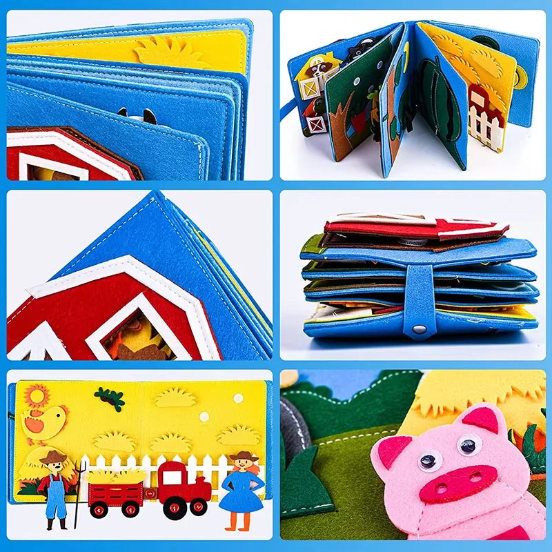 Educational Sensory Toy Montessori Toddlers Busy Board Felt Quiet Book With Farm Animal Scene Storytelling Activity Boys Girls