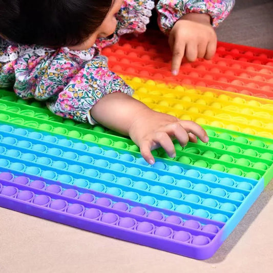🌈 Jumbo Rainbow Pop Fidget Mat – 30cm