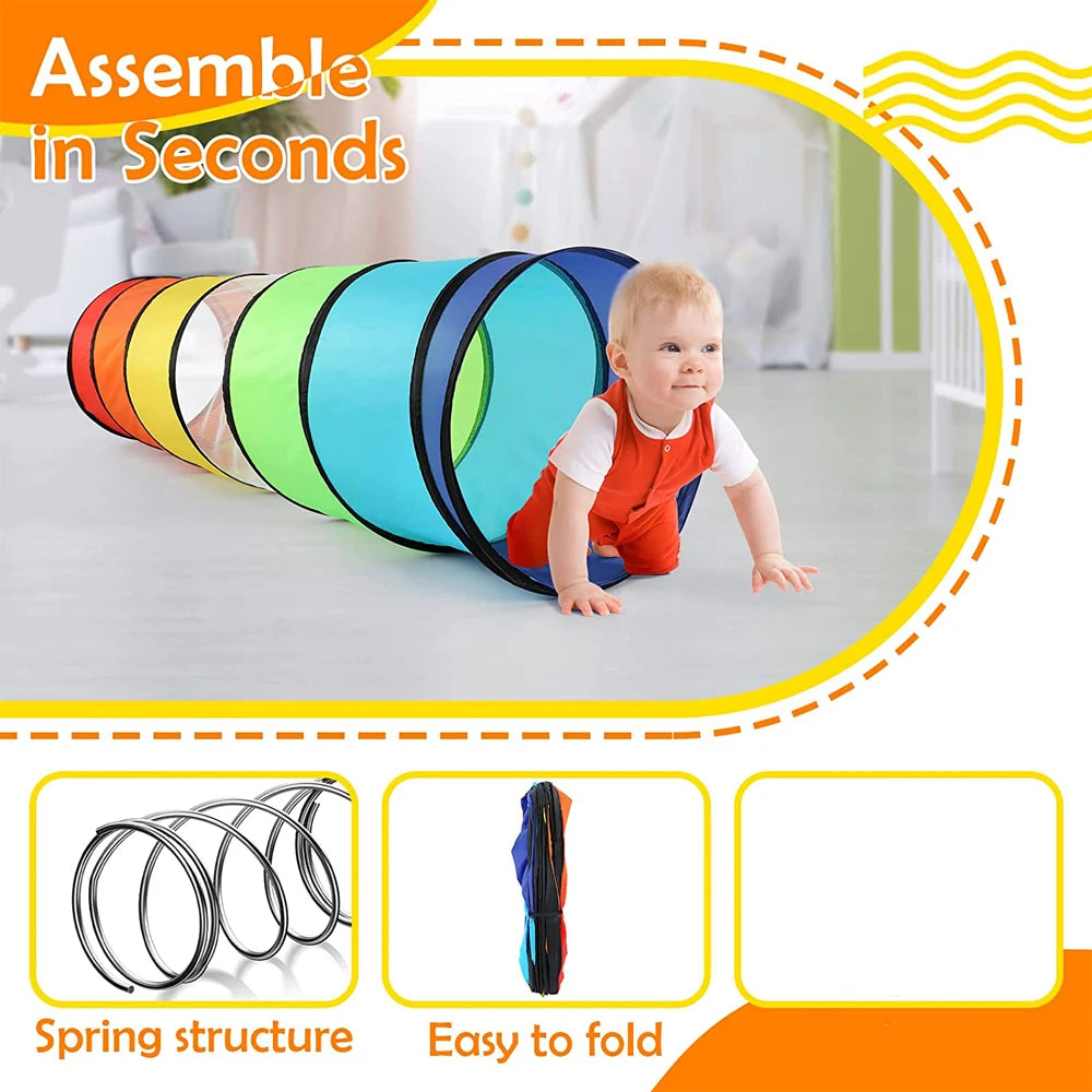 🌈 Rainbow Sensory Tunnel Colorful | Collapsible | Confidence-Building