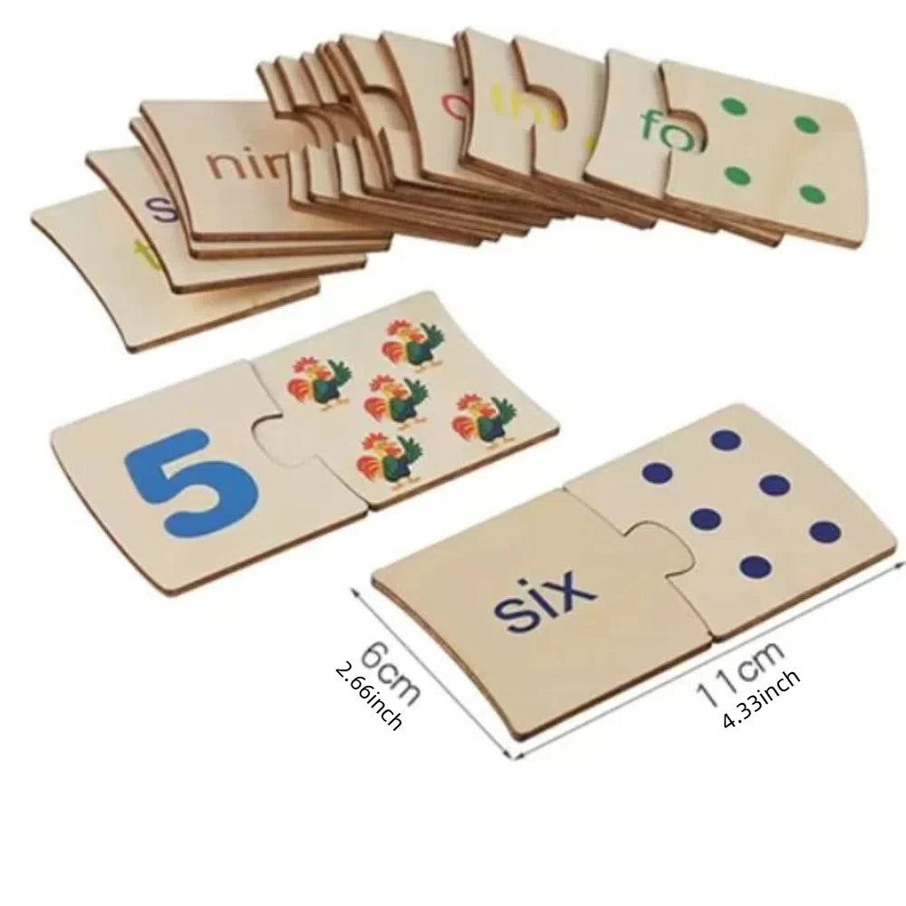 Montessori Number Matching Toys Cartoon Animal Points Brain Traing Toys Intellectual Multifunction Number Matching Card Game