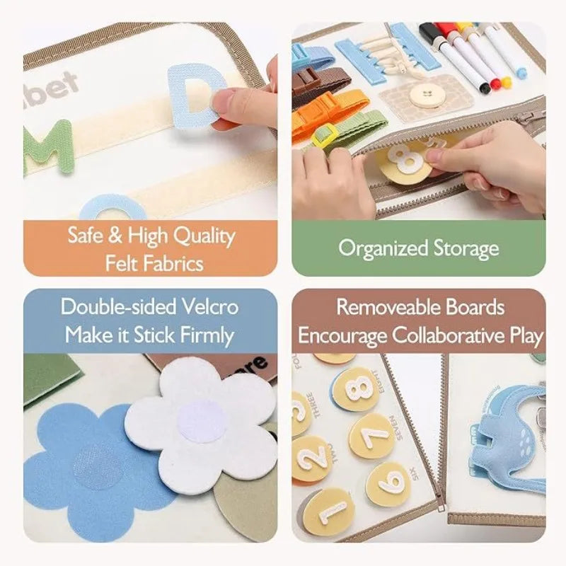 🎒 Felt Busy Book – Sensory Learning Binder with Dry Erase & Fine Motor Activities