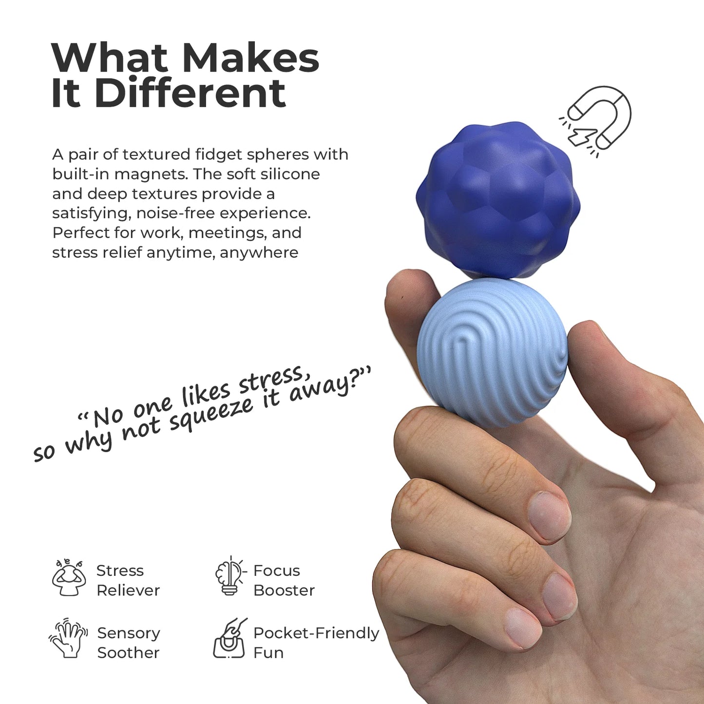 Large size Silicone Sensory Magnetic Balls Toys Fidget Games Anti Stress Relief Toys ADHD Anxiety Autism for Adults Antistress