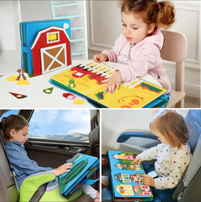 Educational Sensory Toy Montessori Toddlers Busy Board Felt Quiet Book With Farm Animal Scene Storytelling Activity Boys Girls