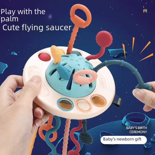 Soft Rubber UFO Pull Toy for Sensory Learning