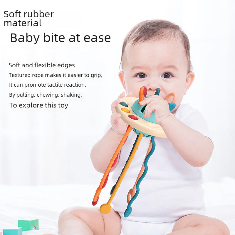 Soft Rubber UFO Pull Toy for Sensory Learning