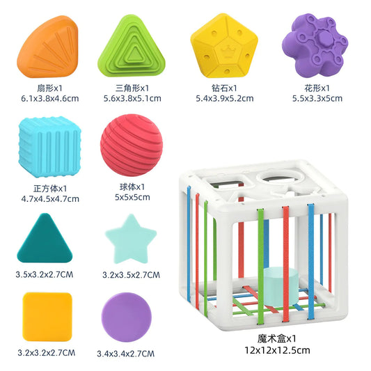Rainbow Sensory Baby Learning Toy - Multi-Functional Cube