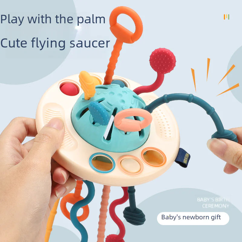 Soft Rubber UFO Pull Toy for Sensory Learning