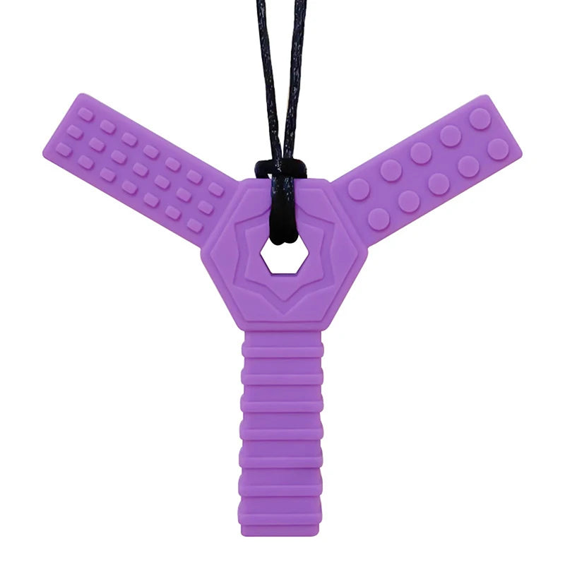 🦷 Y-Shaped Chew Pendant – Textured Sensory Necklace