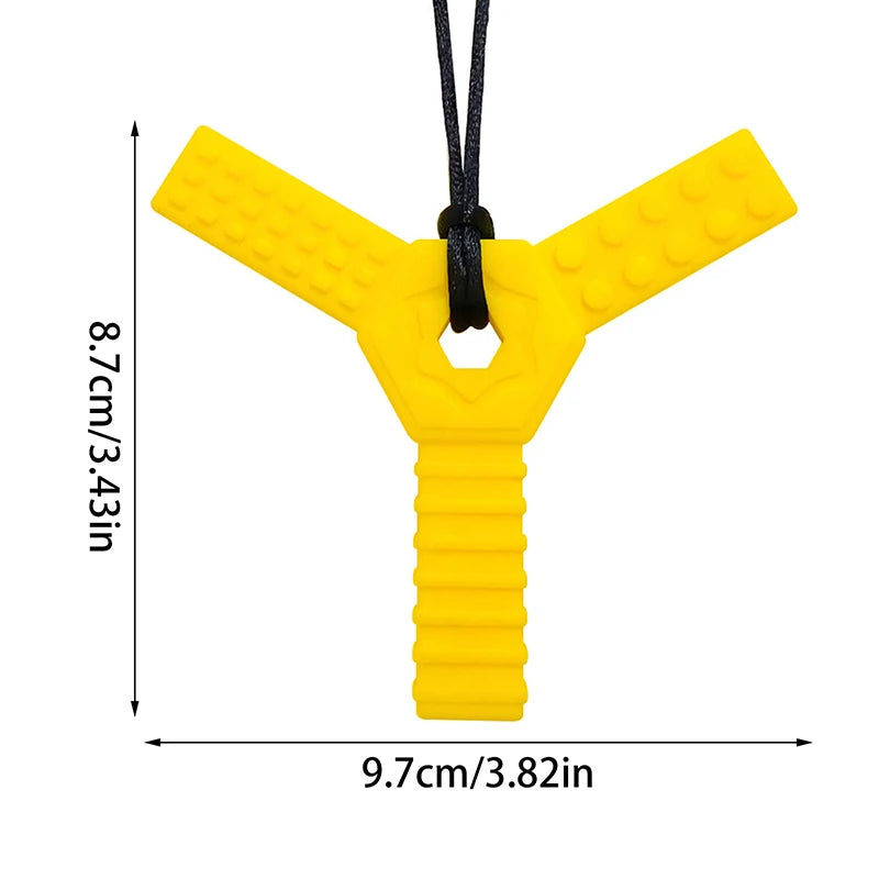 🦷 Y-Shaped Chew Pendant – Textured Sensory Necklace