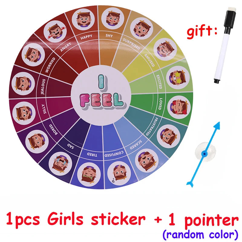 28cm Boys Girls Emotion Management Learning Magnetic Roulette Spin Kid Wheel Game English Board Sucker Pointer Teaching Aids Toy
