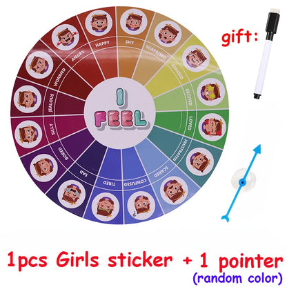 28cm Boys Girls Emotion Management Learning Magnetic Roulette Spin Kid Wheel Game English Board Sucker Pointer Teaching Aids Toy