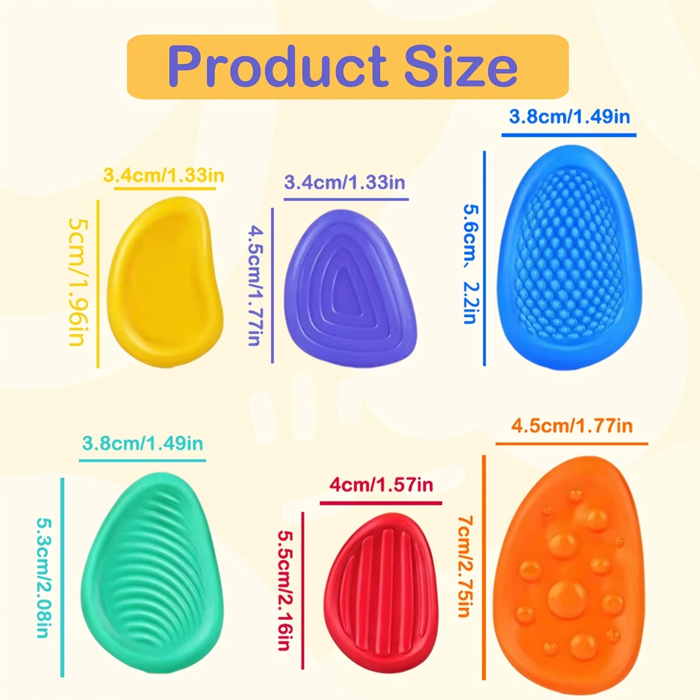 Sensory Stone Stress Relief Toys Adults Sensory Silicone Stone 6 Pack Textured for Autism Kids Calming Down Fidget Stress Relief