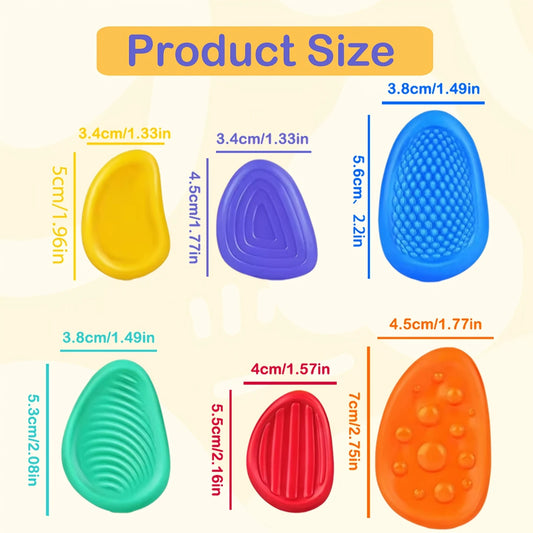 Sensory Stone Stress Relief Toys Adults Sensory Silicone Stone 6 Pack Textured for Autism Kids Calming Down Fidget Stress Relief