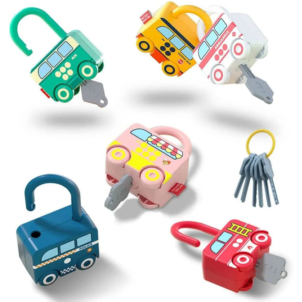 Learning Locks with Keys Numbers Matching Counting Montessori Educational Toys Toddlers Sensory Unlock Car Toys Gifts