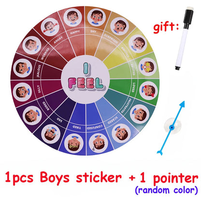 28cm Boys Girls Emotion Management Learning Magnetic Roulette Spin Kid Wheel Game English Board Sucker Pointer Teaching Aids Toy