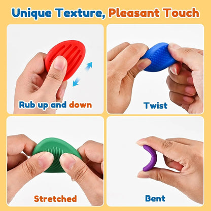 Sensory Stone Stress Relief Toys Adults Sensory Silicone Stone 6 Pack Textured for Autism Kids Calming Down Fidget Stress Relief