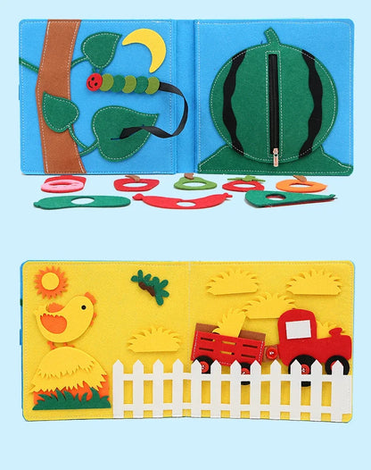 Educational Sensory Toy Montessori Toddlers Busy Board Felt Quiet Book With Farm Animal Scene Storytelling Activity Boys Girls