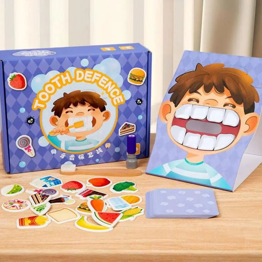 Simulation Brushing Teeth Game with Toothbrush Counting Montessori Parish Toy Fine Motor Teeth Model