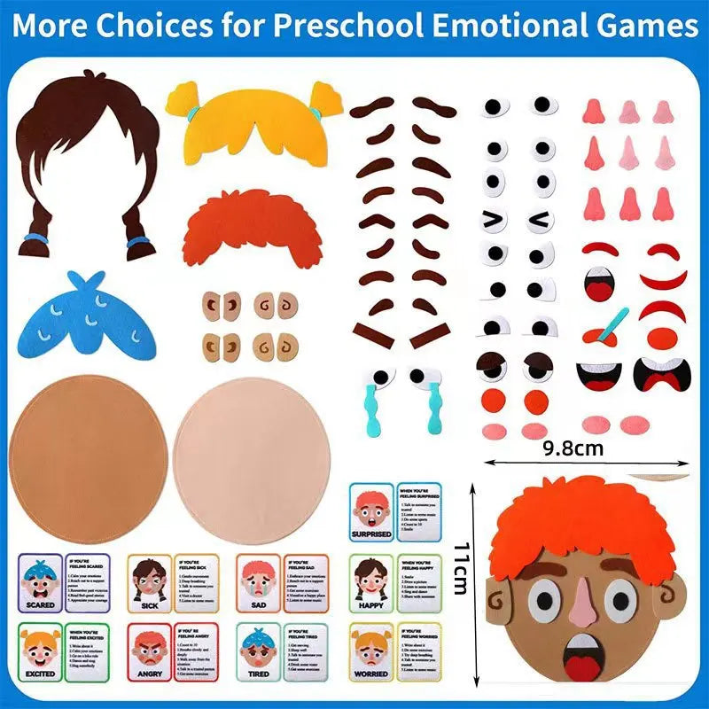 Kids Social Emotional Learning Busy Board with 9 Emotion Cards for Faces Games Preschool Learning Sensory Autism Therapy Toys