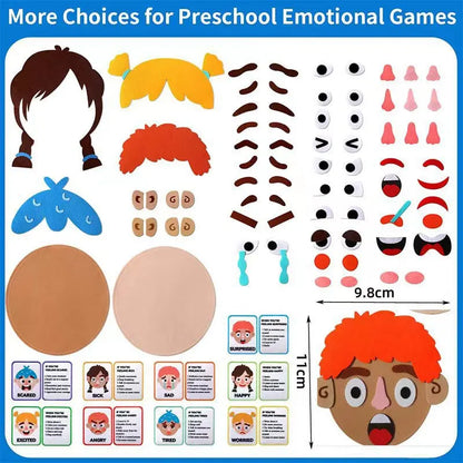 Kids Social Emotional Learning Busy Board with 9 Emotion Cards for Faces Games Preschool Learning Sensory Autism Therapy Toys