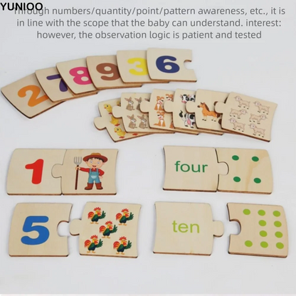 Montessori Number Matching Toys Cartoon Animal Points Brain Traing Toys Intellectual Multifunction Number Matching Card Game